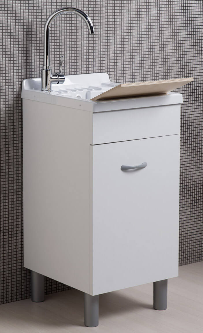 Mobile Lavatoio in ABS 45x60x88 cm 1 Anta Ambrosini Doris Bianco Opaco