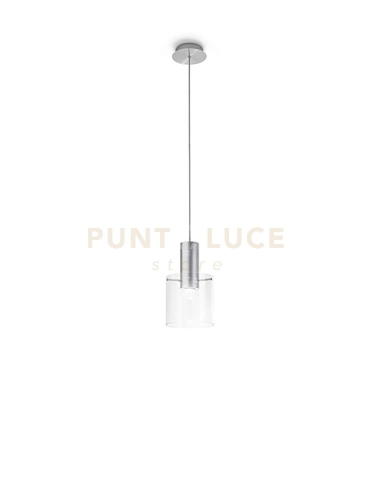 Sospensione trasparente + alluminio spazzolato trasparente Hugo 1 luce attacco GU10 D.20CM