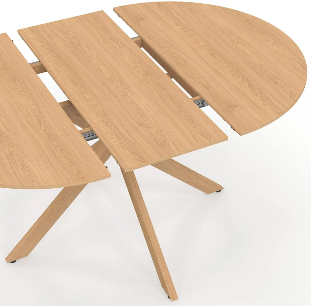 Tavolo da pranzo allungabile rotondo Alix 4-8 persone piede ragno legno effetto faggio 110-150 cm
