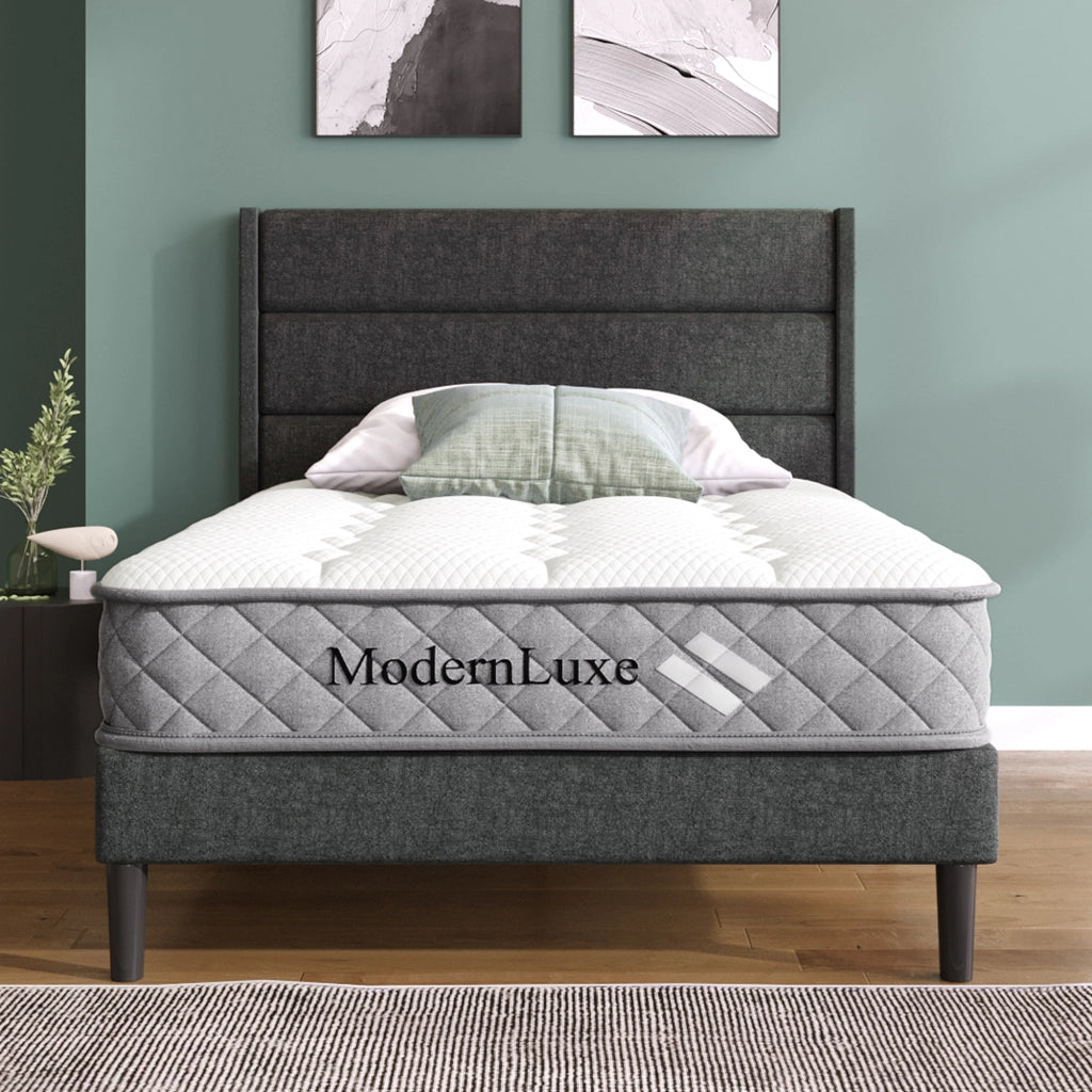 letto imbottito lino grigio scuro 90 x 200 cm