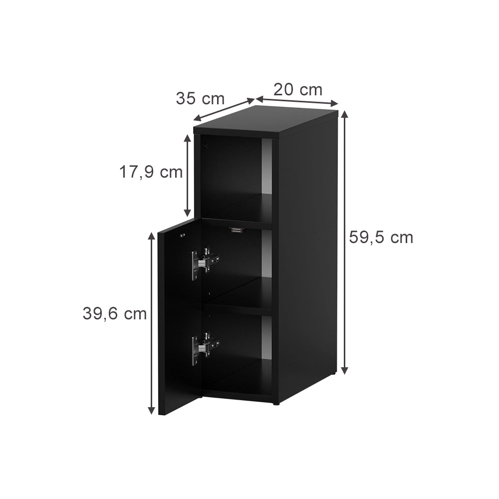 Vicco Comodino camera da letto Nero 20 x 59.5 cm con 1 porta