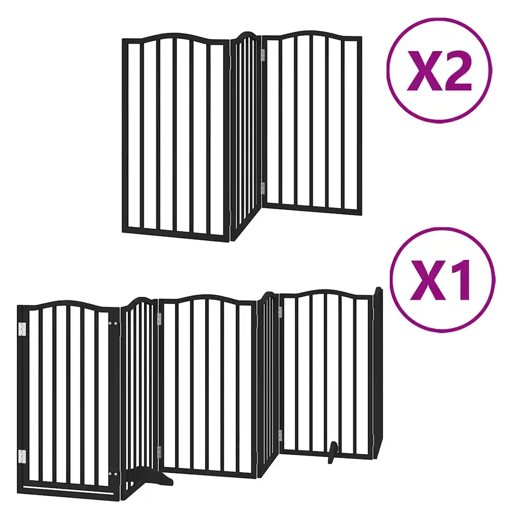 Cancello Cani Porta Pieghevole Nero 12 Pannelli 600 cm Pioppo CFW6345736