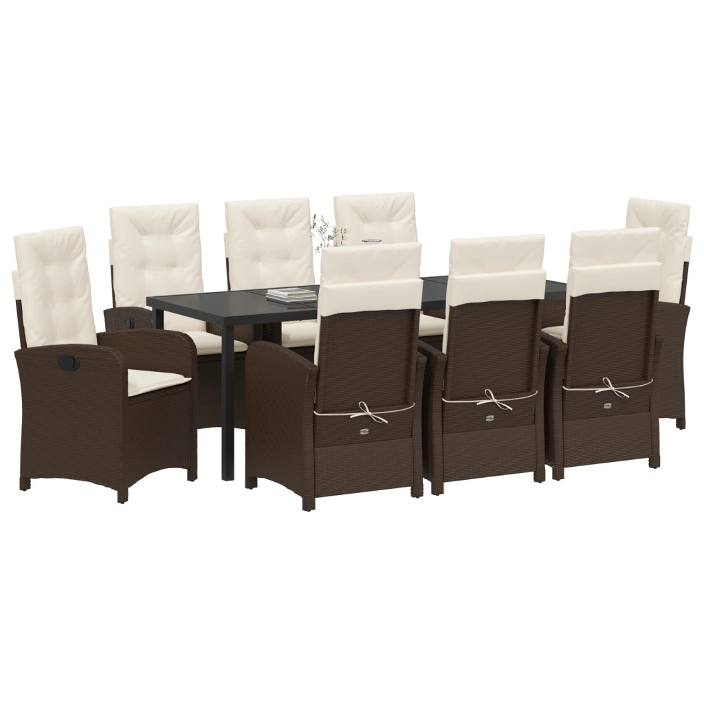 Set di Mobili da Giardino da 9 Pezzi con Cuscini in Polyrattan