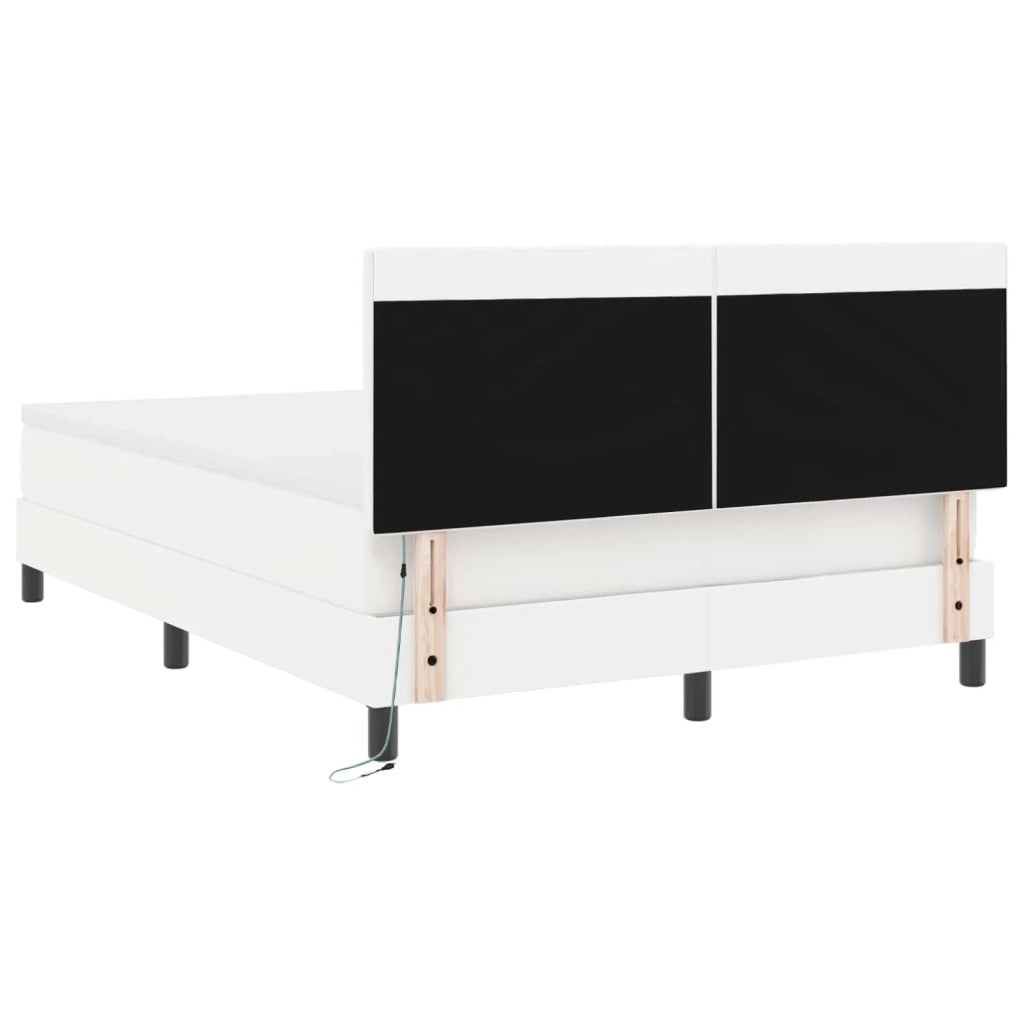 Letto a molle con materasso Bianco 140 x 190 cm Pelle sintetica 3339049