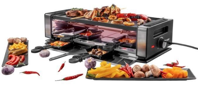 Unold 673773 Raclette Finesse Basic Raclette Elettrico 1200 W Piastra Reversibile 8 Pentole colore Nero