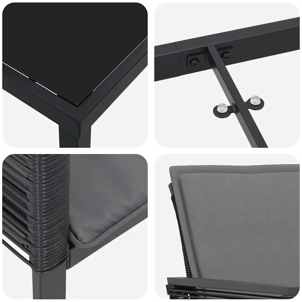 Set da Pranzo per Giardino 5 pcs Nero 3379318