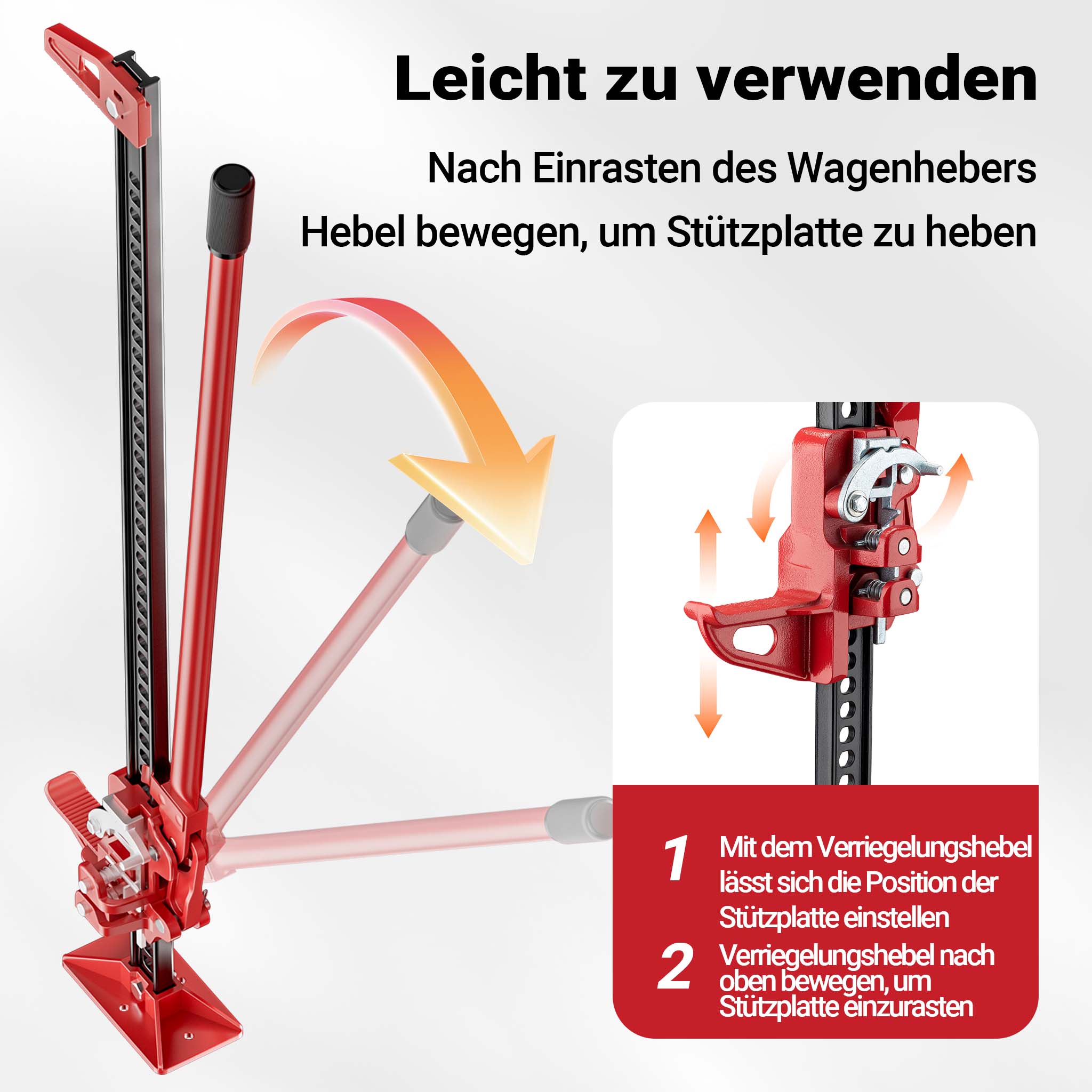 Binda per auto e fuoristrada, cric di sollevamento, portata max 3000 kg, altezza di sollevamento max 76 cm