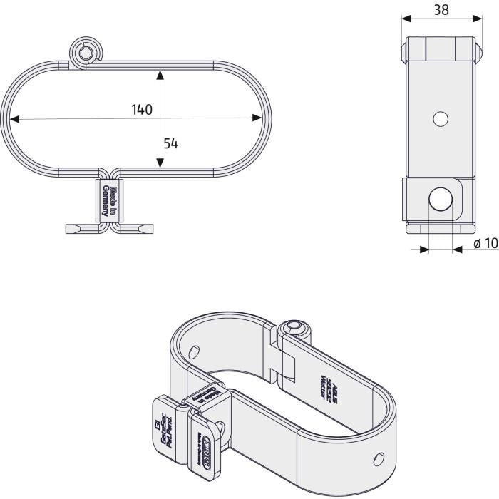 Portalucchetto - ABUS - 131/140 GateSec - Protezione per recinzioni da cantiere - Acciaio cementato - Anticorrosione