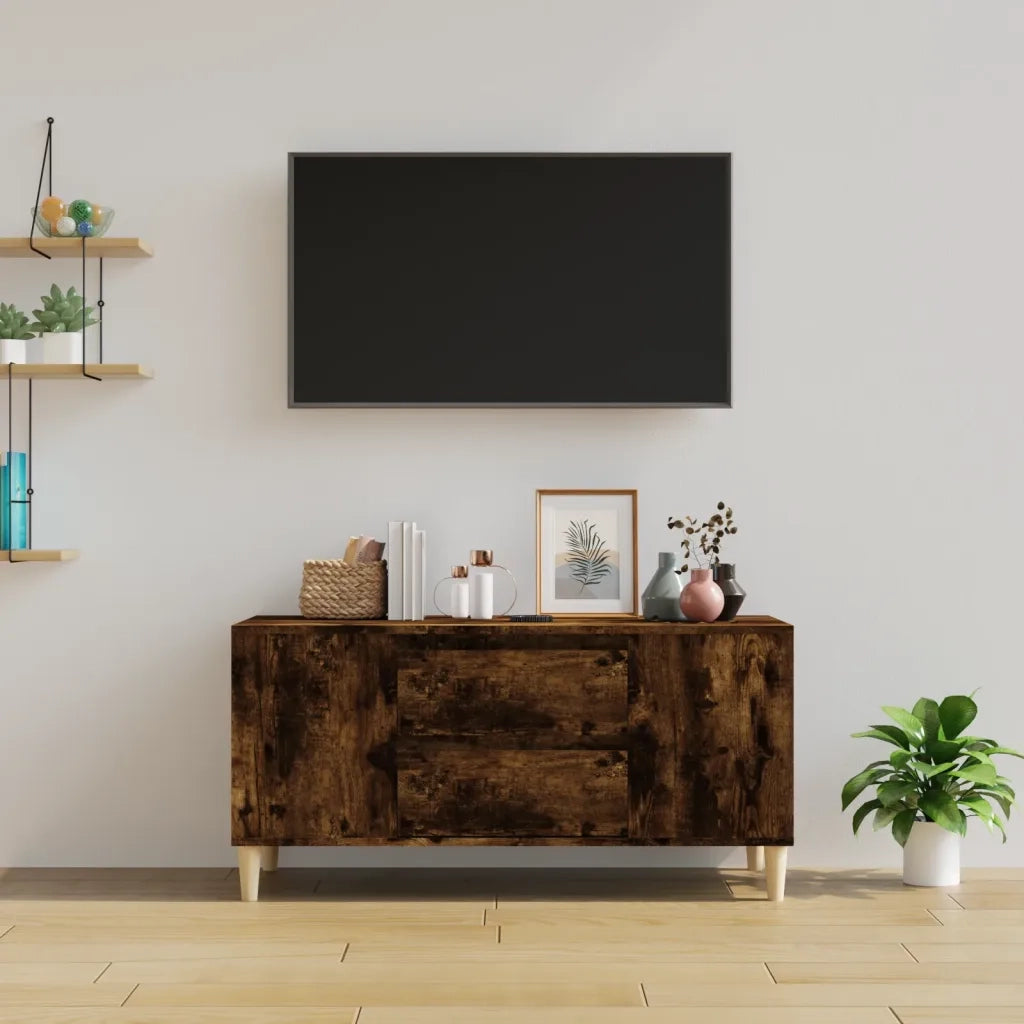 Mobile Porta TV Rovere Fumo 102x44,5x50 cm in Legno Multistrato 819601