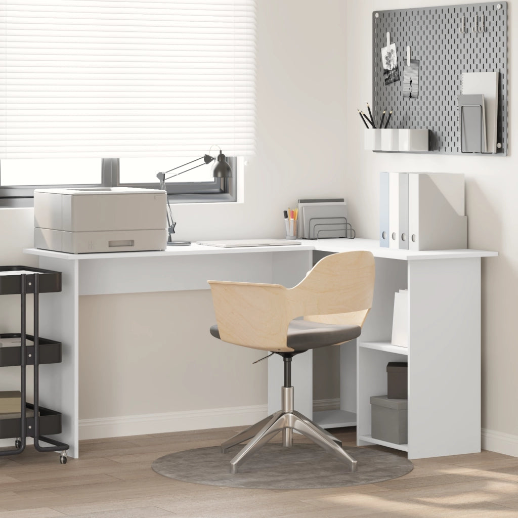 Scrivania Computer Bianco Bianco Legno ingegnerizzato Media