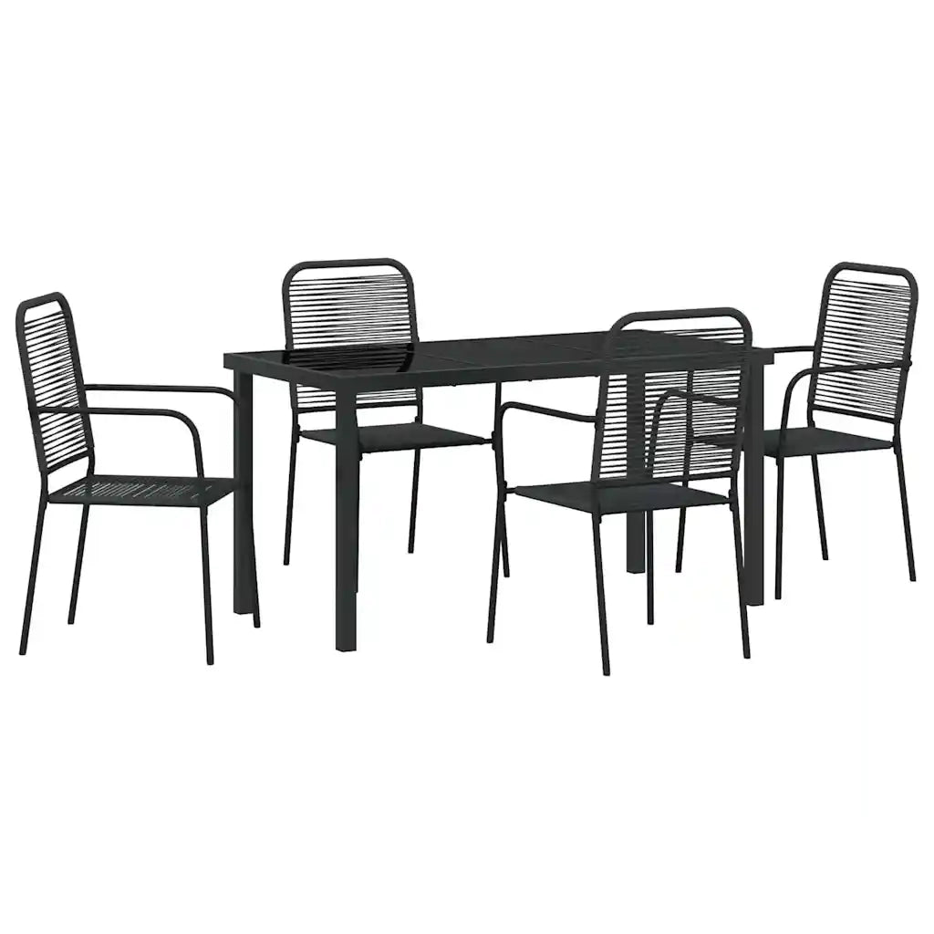 Set da Pranzo per Giardino 5 pcs Nero