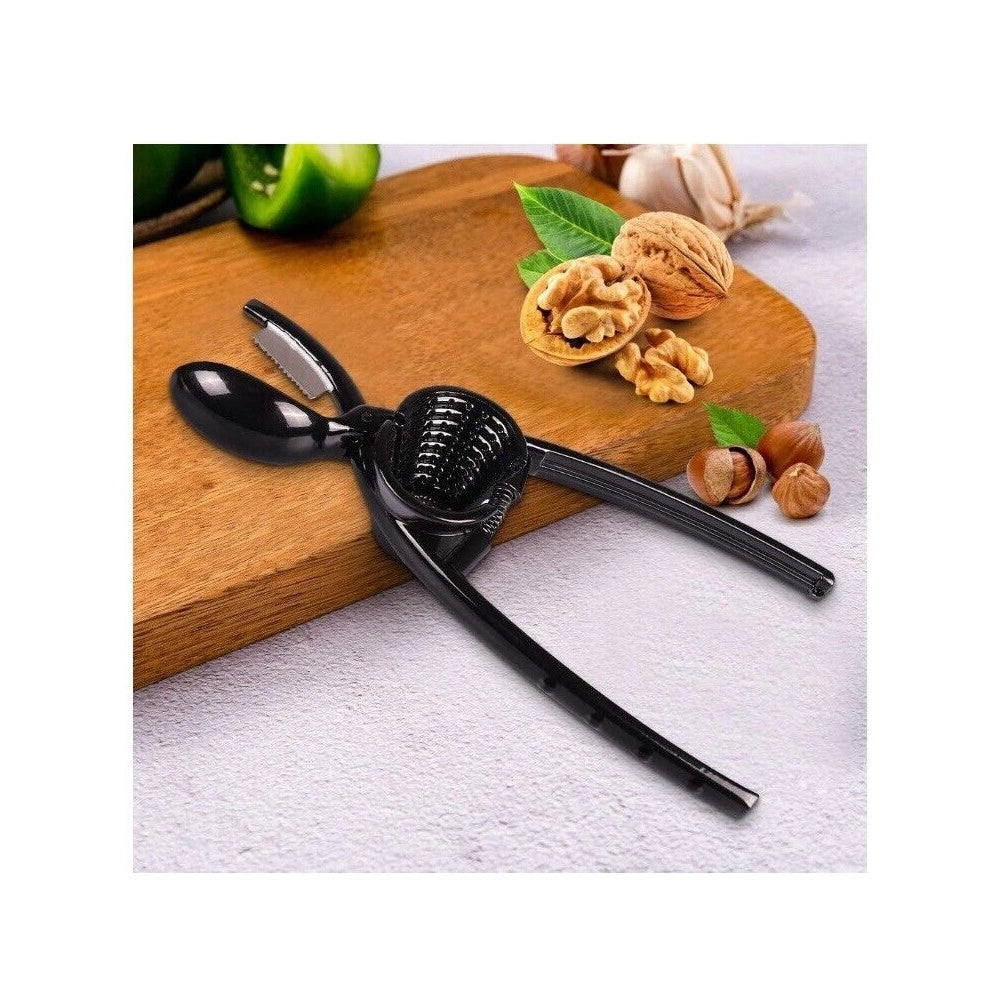 Trade Shop - Schiaccianoci 2 In 1 Apricastagne Multifunzione In Metallo Spacca Castagne Nero -