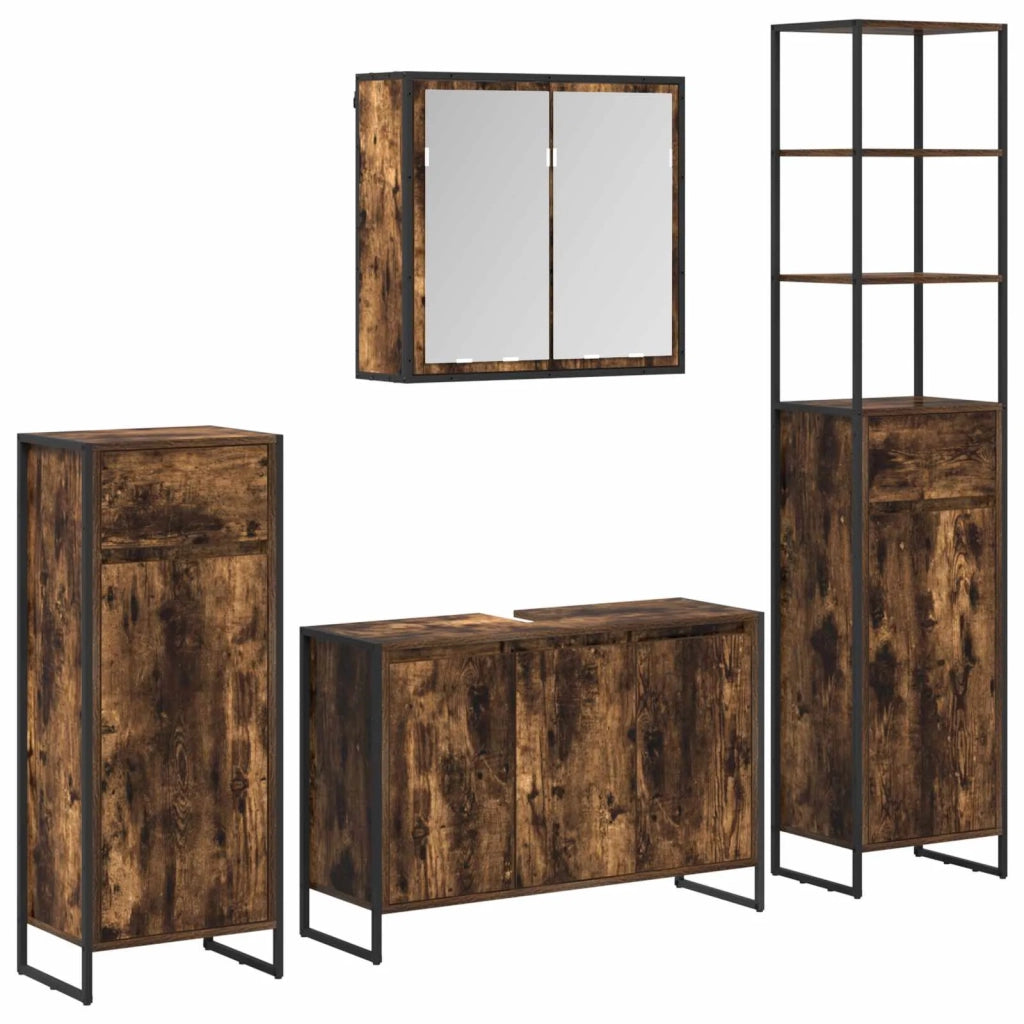 Set di mobili per il bagno Rovere fumé Legno multistrato 3403048