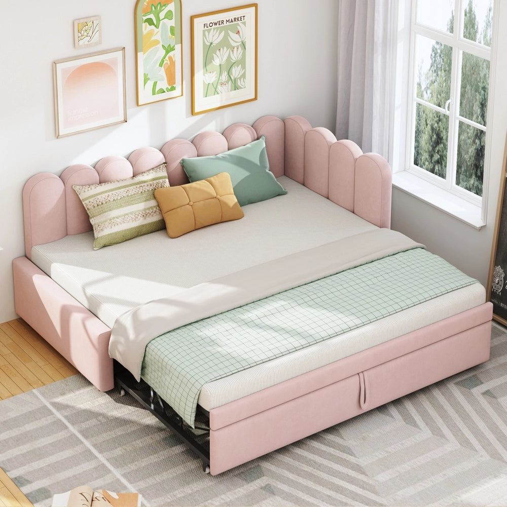 Divano angolare 2 in 1 - Xylo - 90/180x200 cm velluto rosa