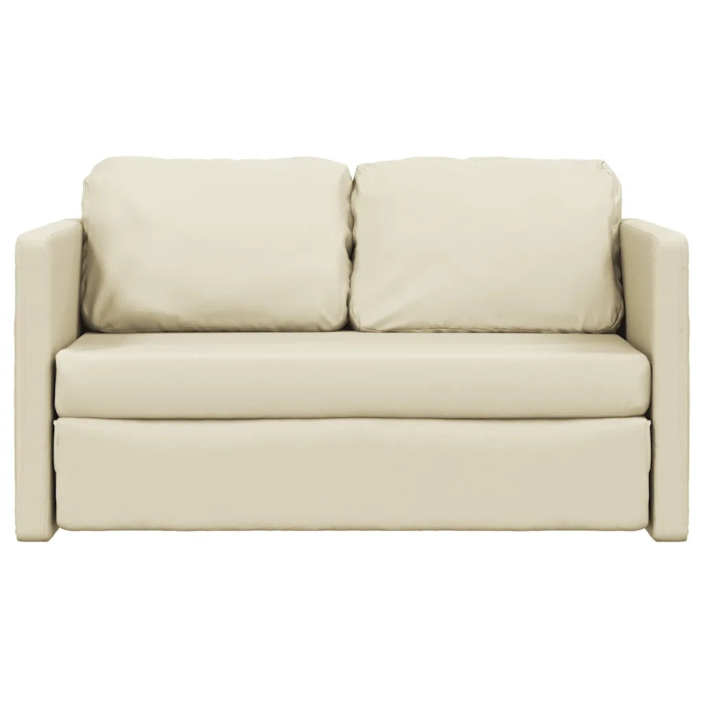 Divano Letto da Terra 2 in 1 Crema 112x174x55 cm Similpelle