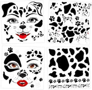Tatuaggi temporanei per bambini - 4 pezzi - Sticker facciale dalmata - Disegni di cuccioli di cani - Per carnevale/Halloween - Durata 3-5 giorni