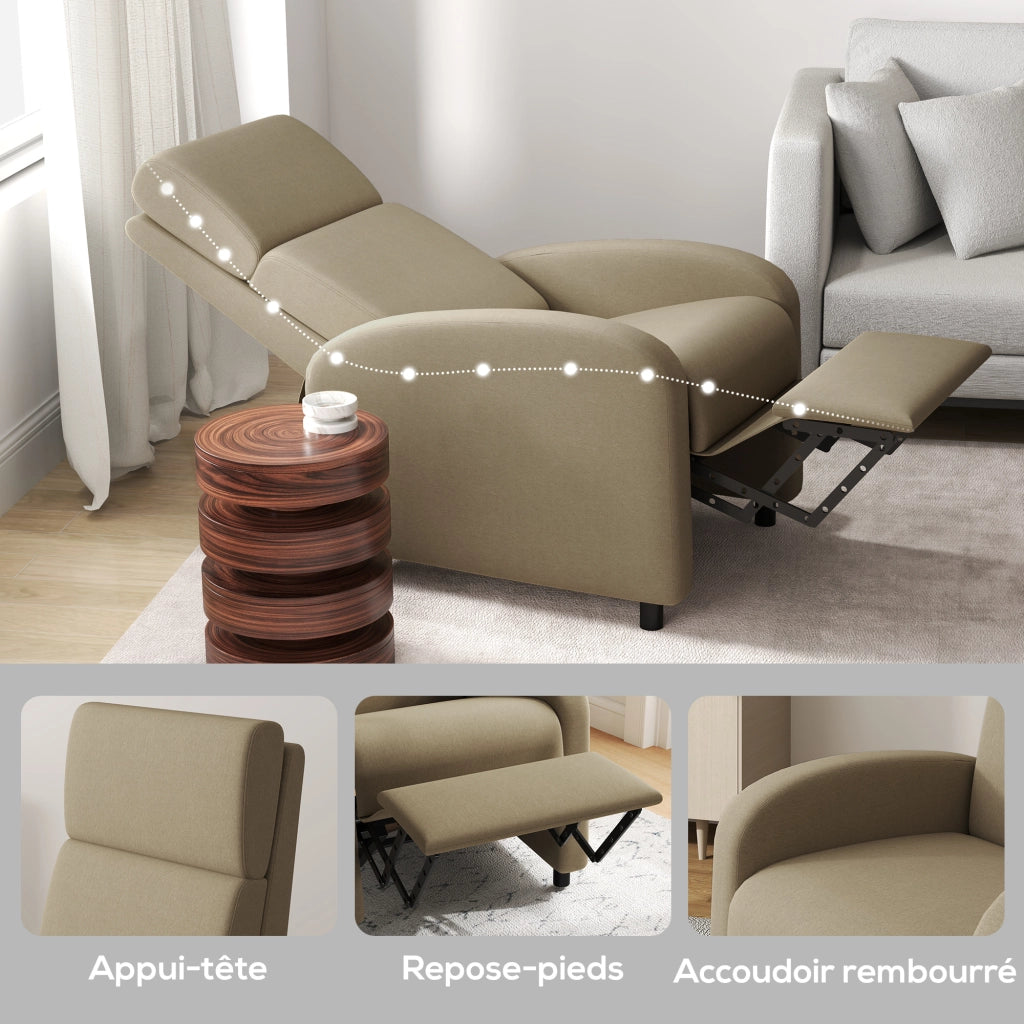 Poltrona relax reclinabile ¨C zephmum ¨C Grigio scuro, tessuto velluto, 88x102x110