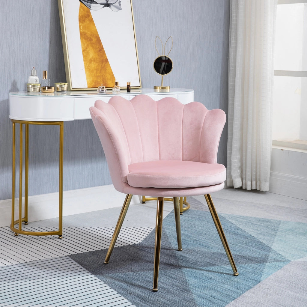 Poltrona da Salotto in Stile Vintage 67x64x77 cm Schienale a Conchiglia in Velluto Rosa