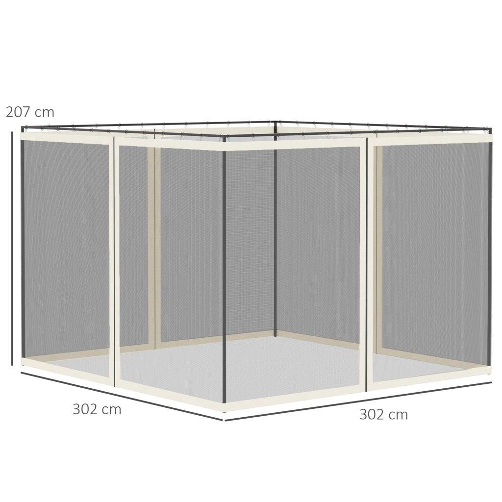 Zanzariere per gazebo giardino 3x3 m ¨C zephmum ¨C 4 pezzi con zip e ganci