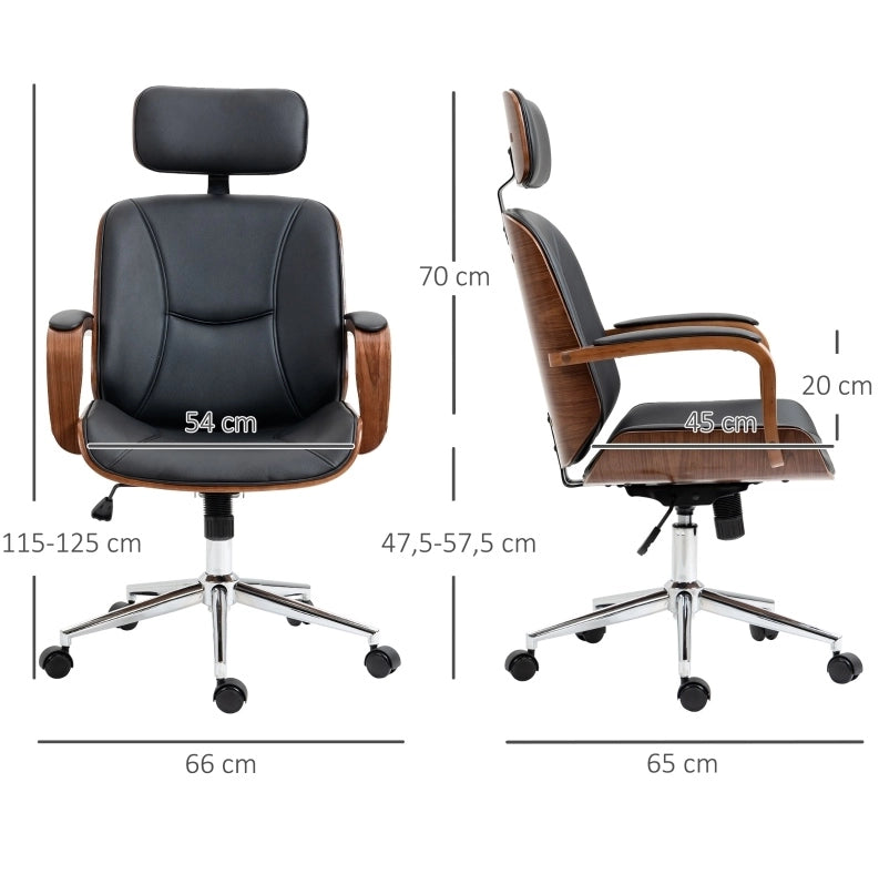 Sedia da ufficio ergonomica nera con poggiatesta rimovibile