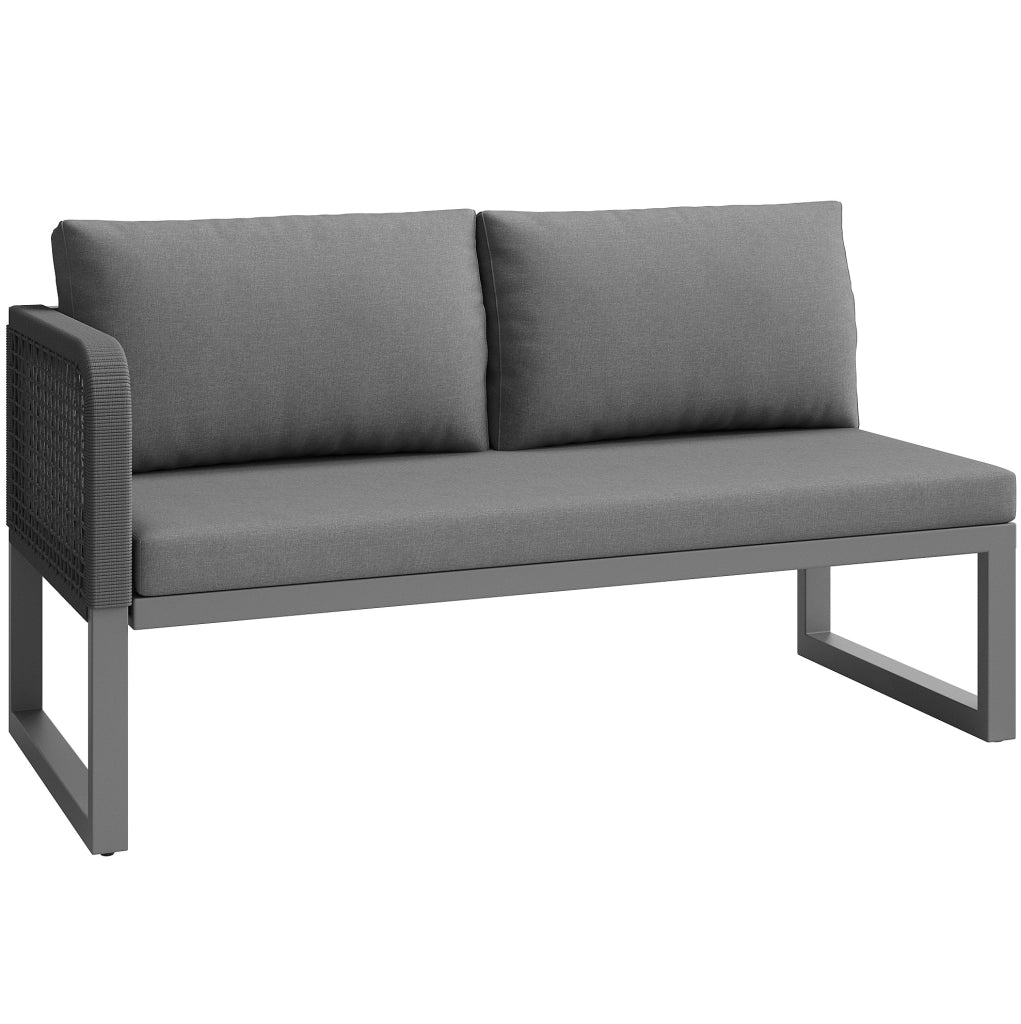 Set divano da giardino; cuscini extra spessi e modularit脿; PE rattan; grigio