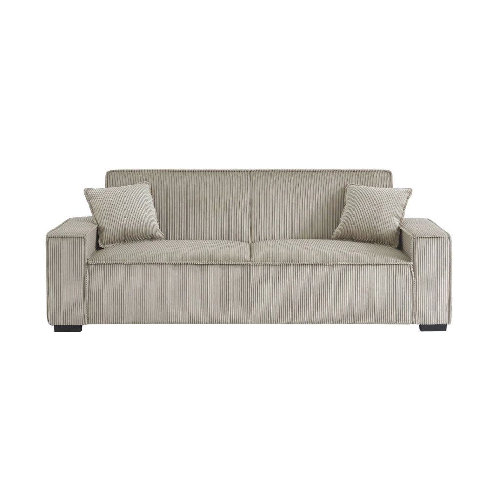 Divano letto in velluto a coste, 3 posti, beige