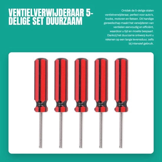 Strumento di rimozione valvole 5 in 1 - Acciaio inossidabile - Per auto/truck/moto/bicicletta - Comfortevole - Pratico - Duraturo - Strumento per valvole