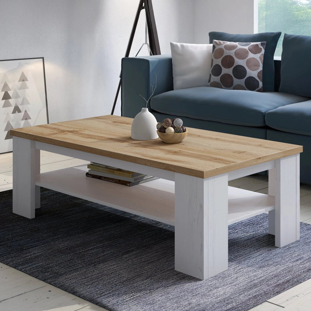 Carlazzo, Tavolino da Salotto un Vano, 130x67x41h cm Bianco