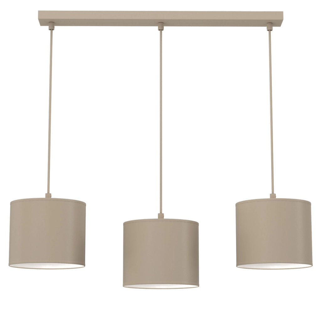 Lampada sospesa a barra Arden 3xE27 beige tessuto
