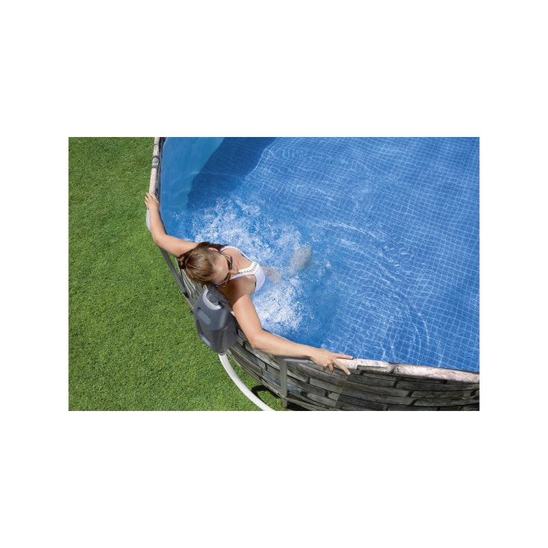 Piscina fuori terra ovale effetto pietra con idromassaggio e luce LED, 610x366x122 cm con pompa filtro scaletta e copertura - Bestway