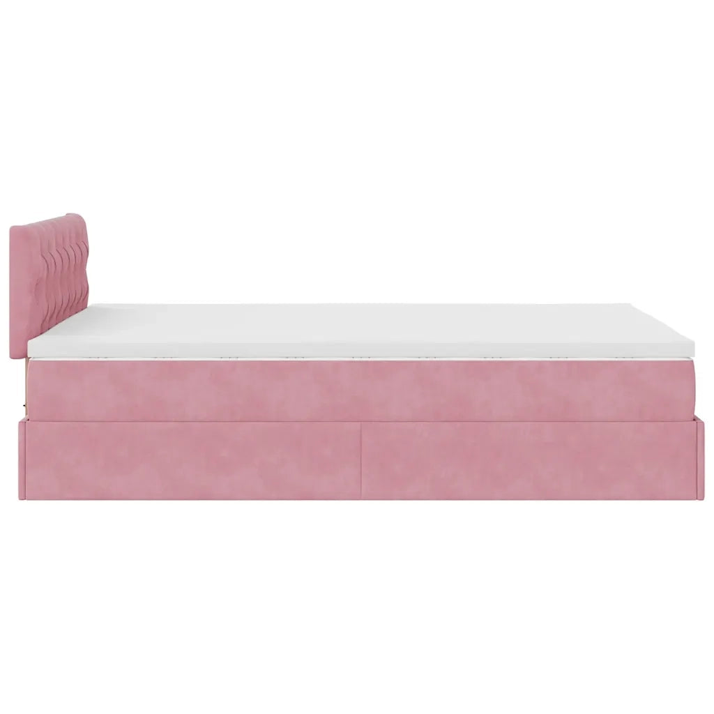 Struttura Letto Pouf con Materasso Rosa 120x200 cm Velluto 3311842