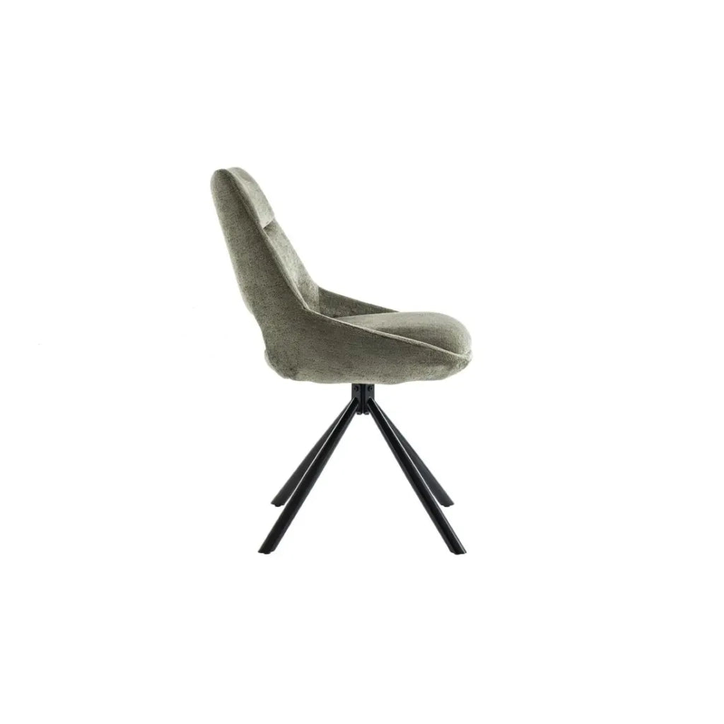 Set di 2 sedie YUMENA – Tessuto verde – Piedi in metallo – Design compatto – Eleganza naturale e robusta