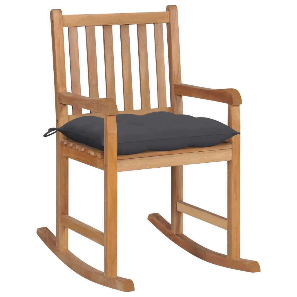 Sedia a Dondolo con Cuscino Antracite in Legno di Teak cod mxl 45606