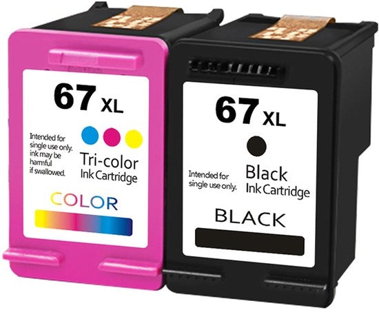 67XL Nero + 67XL Colore Adatto per HP HP67 cartucce d'inchiostro (capacità elevata) Adatto per HP Envy 6052, Envy Pro 6452 e 6455