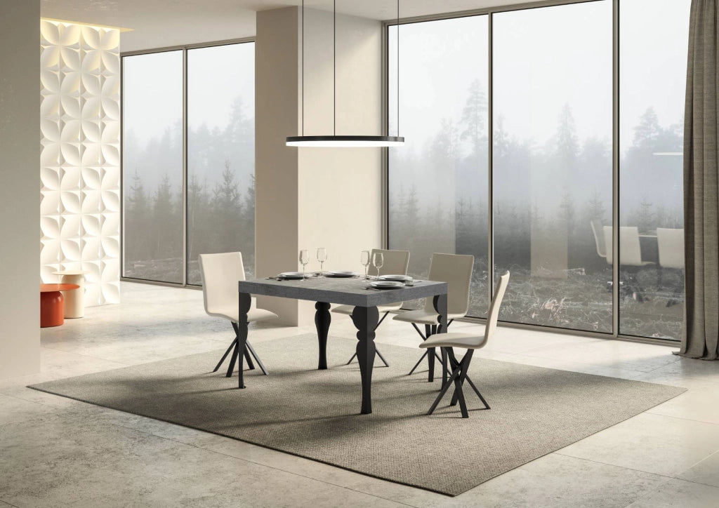 Tavolo allungabile 140/400x90 cm Paxon Premium cemento gambe antracite