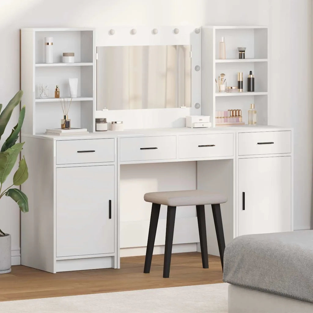 Set da tavolo da trucco con LED 3 pcs Bianco Legno multistrato 3334281