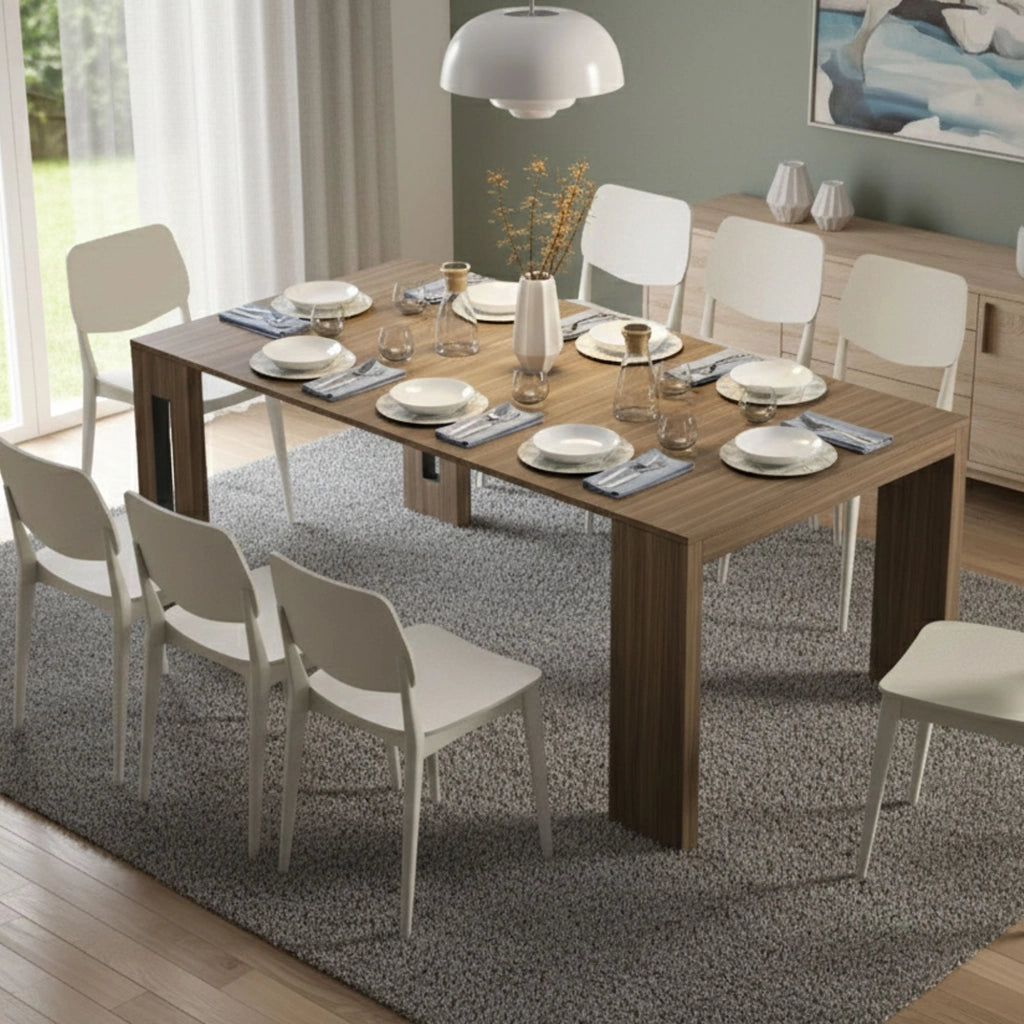 Meconopsis, Consolle Allungabile Allungabile Made in Italy, 90.00x186.00x78.00h cm Marrone Noce