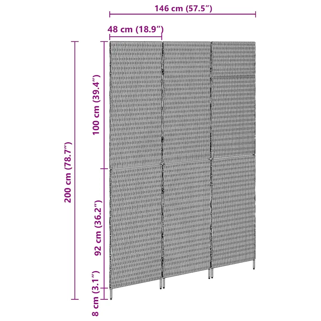 Divider per stanze | Paravento | Divisorio Ambienti Beige 146 x 200 cm polyrattan