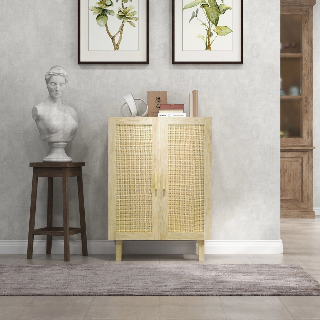 Armadio bohemien con ante a griglia e ripiani regolabili ¨C zephmum ¨C legno 73x41x102 cm
