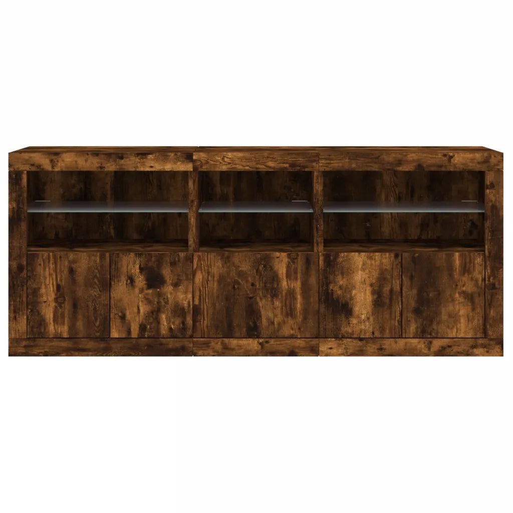 Credenza con Luci LED Rovere Fumo 162x37x67 cm 3208999