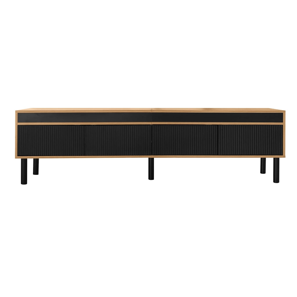 Mobile TV con 4 Ante e Apertura a Pressione; per Soggiorno; in Pannelli di Particelle; 170 × 38 × 47 cm; Nero