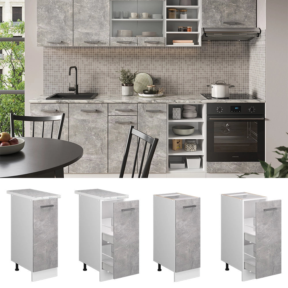 Vicco Armadio cucina dispensa alto Calcestruzzo 30 cm , PL Rovere