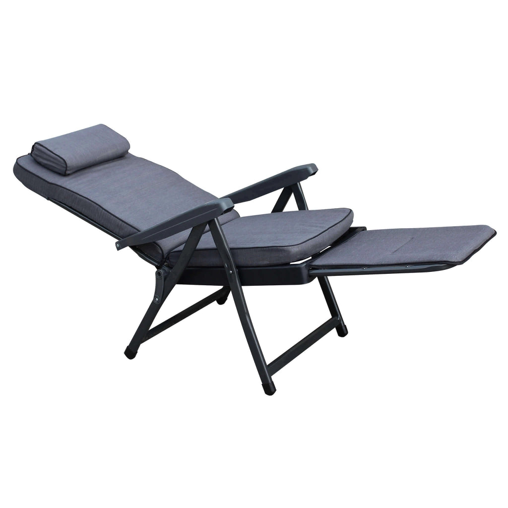 Poltrona Sdraio relax reclinabile in Tessuto Acciaio cm 155x60x60 - MORTY