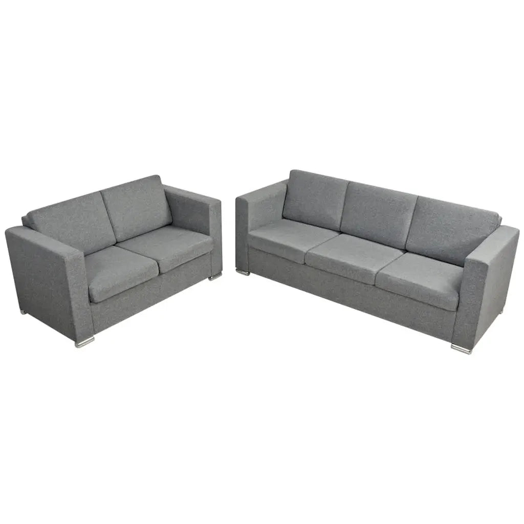 2 Pz Set di Divani in Stoffa Grigio Chiaro 274212