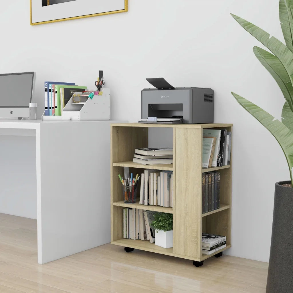 Mobiletto con Ruote Rovere Sonoma 60x35x75 cm Legno Multistrato 808452