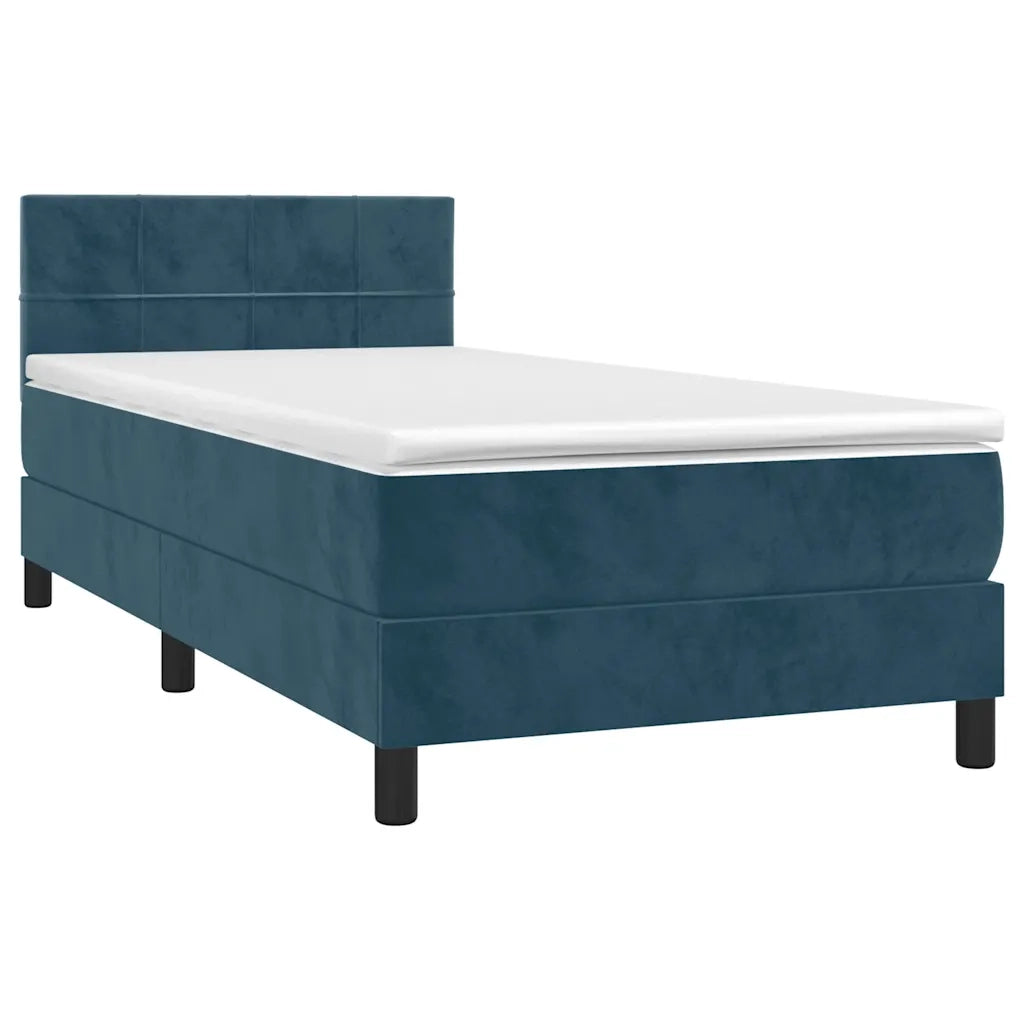 Giroletto a Molle con Materasso-Struttura Letto Blu Scuro 80x200 cm in Velluto 899691