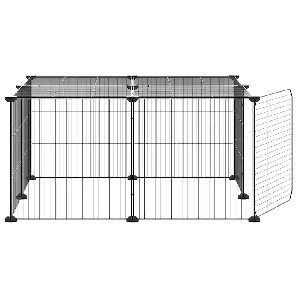 Gabbia per Animali 12 Pannelli con Porta Nero 35x35 cm Acciaio 3114054