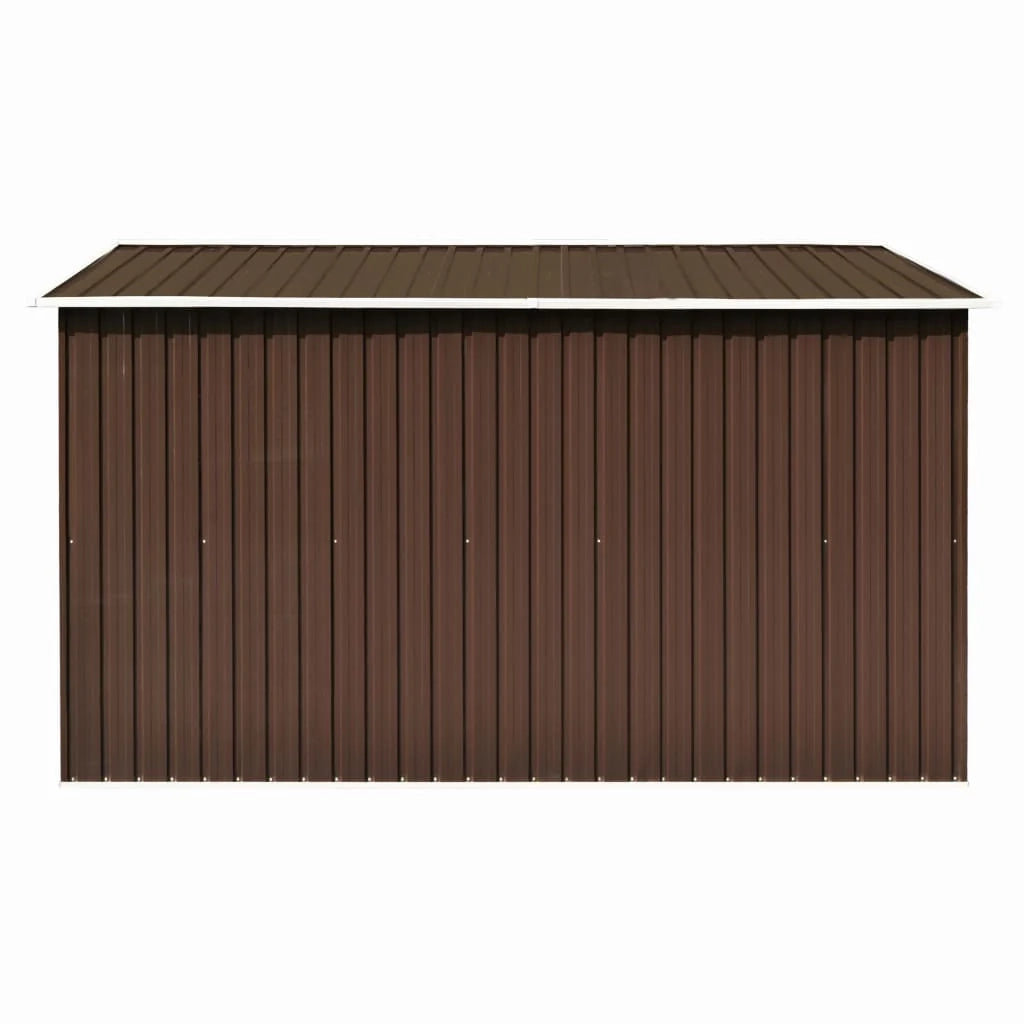 Casetta da giardino cabina ripostiglio casetta da esterno robusta casetta per attrezzi 257 x 298 x 178 cm metallo marrone 02_0022164