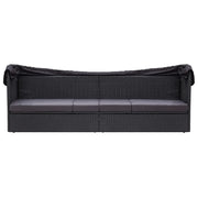 Divano Letto da Esterno con Baldacchino-Sofa Letto-Daybed in Polyrattan Nero