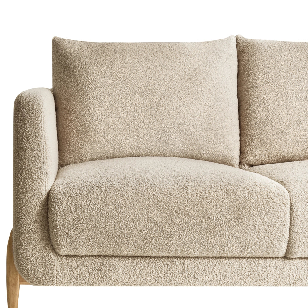 Divano a 2 posti Rivestimento in beige Gambe in legno con braccioli Angolo lettura soggiorno Stile scandinavo moderno